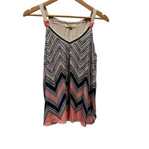 Rewind stylish chevron front tank top shirt with beige back M